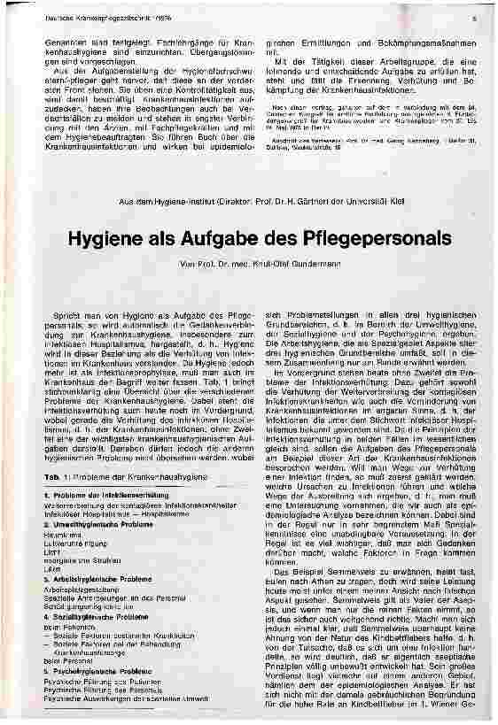 Vorschauseite 1: Hygiene als Aufgabe des Pflegepersonals