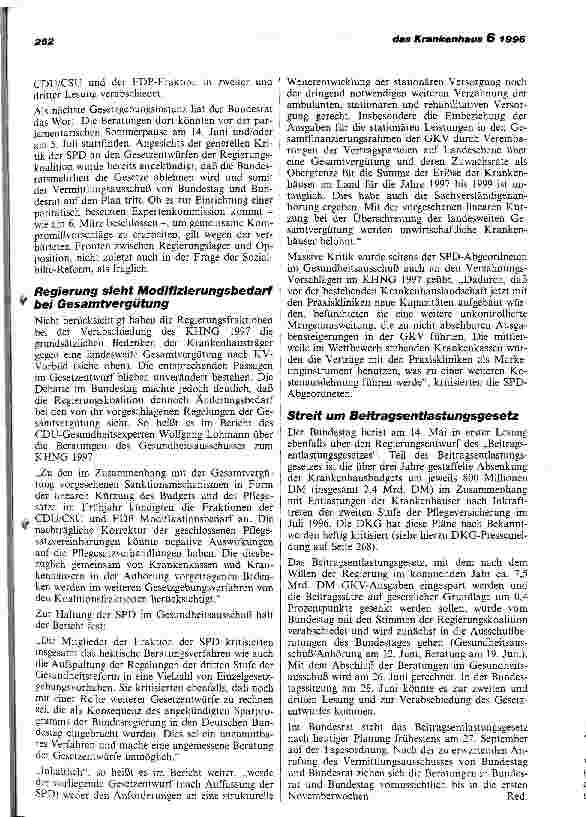 Vorschauseite 2: DKG warnt vor fehlsteuernden Anreizen der Gesamtvergütung