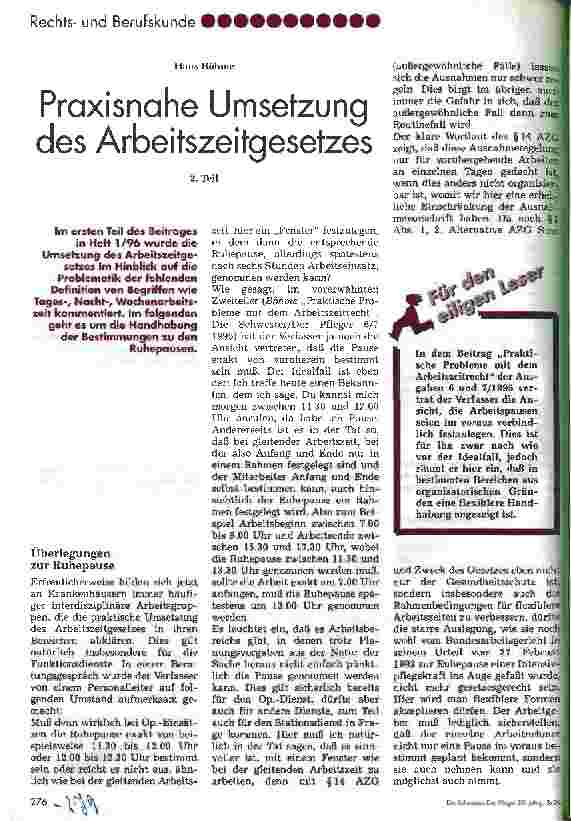 Vorschauseite 1: Praxisnahe Umsetzung des Arbeitszeitgesetzes 2. Teil