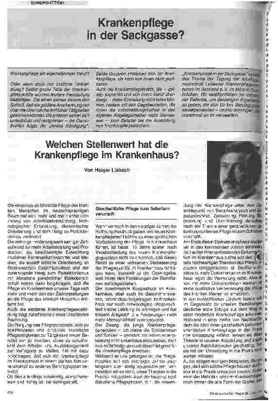 Vorschauseite 1: Welchen Stellenwert hat die Krankenpflege im Krankenhaus