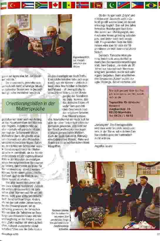 Vorschauseite 2: ... und eine Extraportion Seelennahrung In der Tagesstätte für türkische SeniorInnen in Mannheim pflegt man Kochkunst, Kultur und Kommunikation