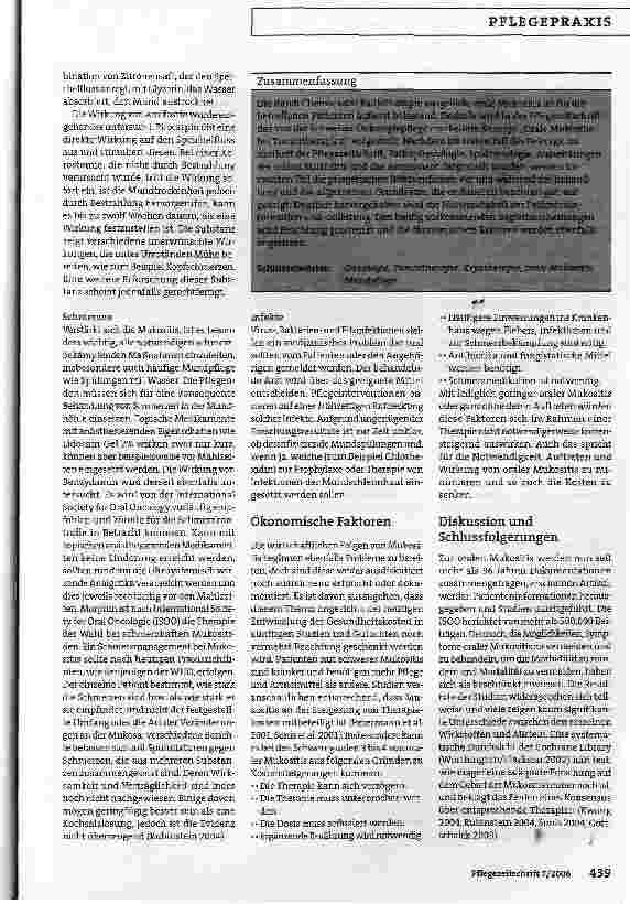 Vorschauseite 4: Orale Mukositis bei Patienten mit Tumortherapie - Teil 2: Mundhygiene erleben und verstehen