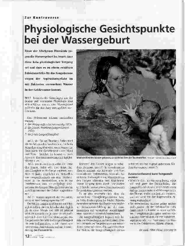 Vorschauseite 1: Physiologische Gesichtspunkte bei der Wassergeburt