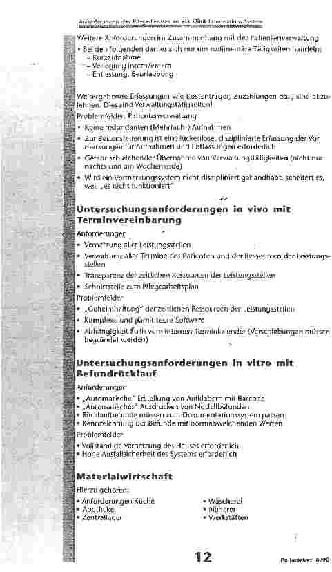 Vorschauseite 4: Anforderungen des Pflegedienstes an ein Klinik- Informations- System