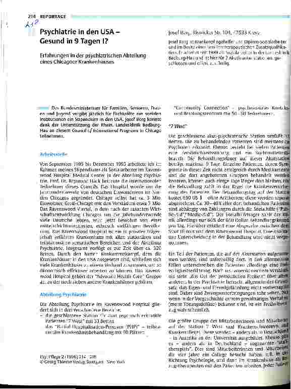 Vorschauseite 1: Psychiatrie in den USA - Gesund in 9 Tagen!?