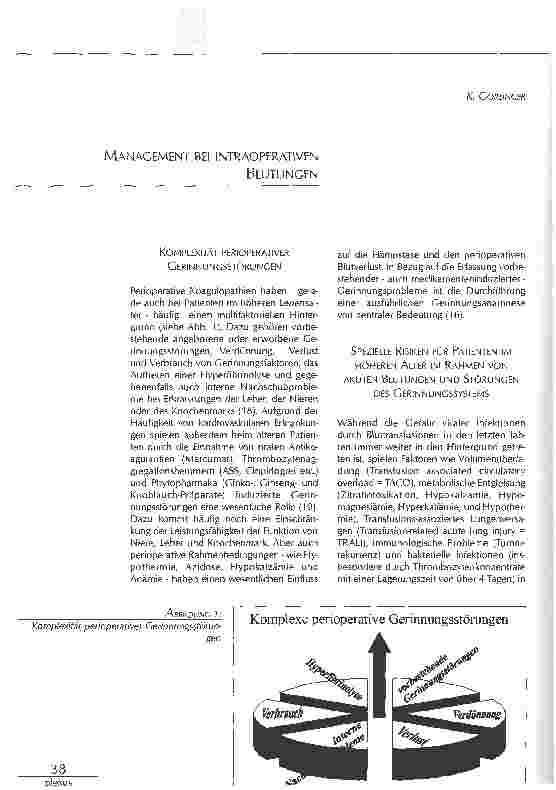 Vorschauseite 1: MANAGEMENT BEI INTRAOPERATIVEN BLUTUNGEN