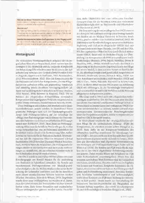 Vorschauseite 2: Objective Structured Clinical Examination (OSCE) als kompetenz-orientiertes Prüfungsinstrument in der pflegerischen Erstausbildung