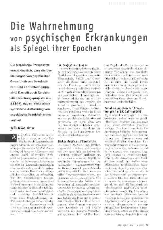 Vorschauseite 1: Die Wahrnehmung von psychischen Erkrankungen als Spiegel ihrer Epochen