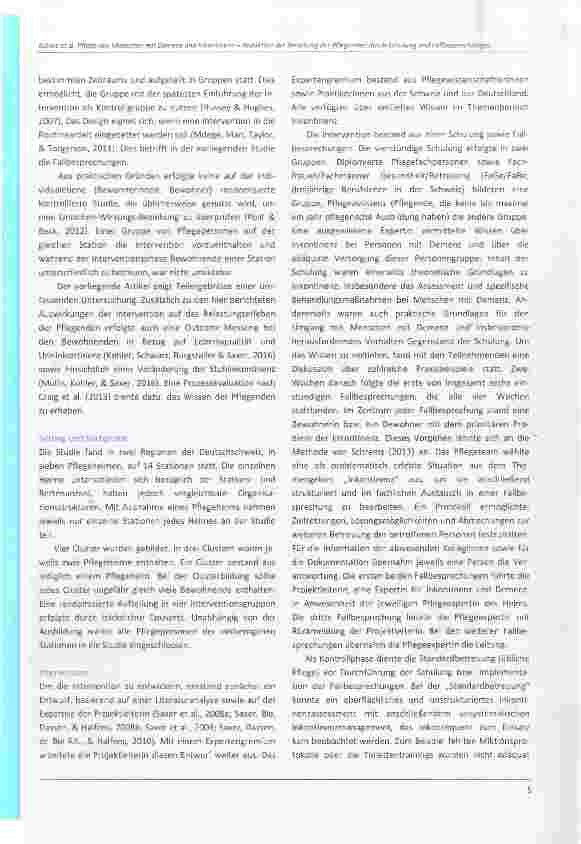 Vorschauseite 3: Reduktion der Belastung der Pflegenden durch Pflege von Menschen mit Demenz und Inkontinenz Schulung und Fallbesprechungen