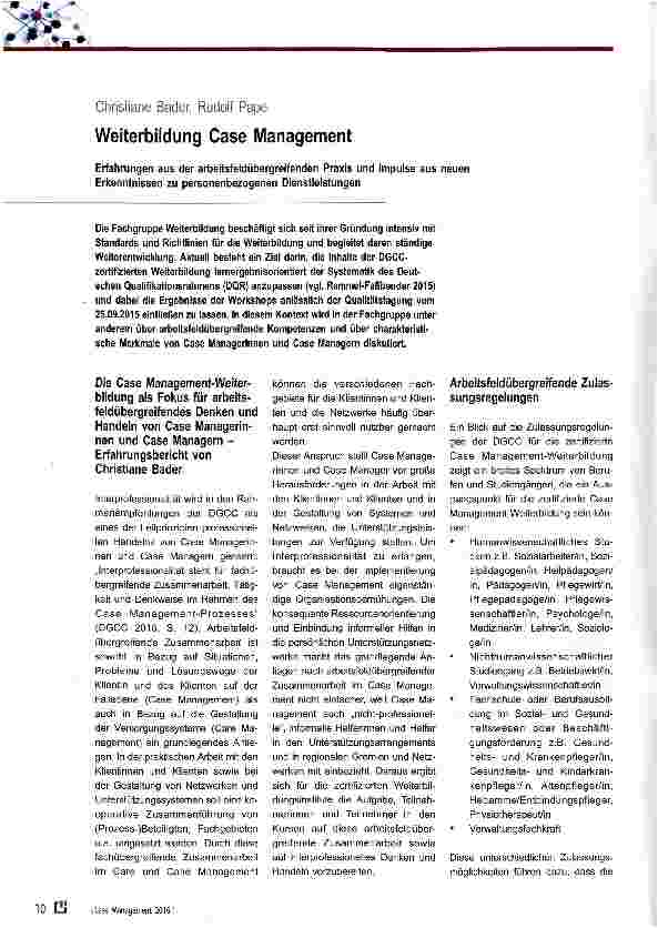Vorschauseite 1: Weiterbildung Case Management