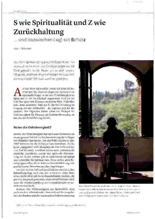 Vorschauseite 1: S wie Spiritualität und Z wie Zurückhaltung