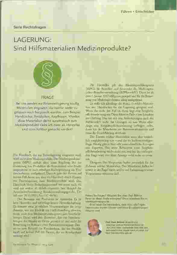 Vorschauseite 1: LAGERUNG: Sind Hilfsmaterialien Medizinprodukte?