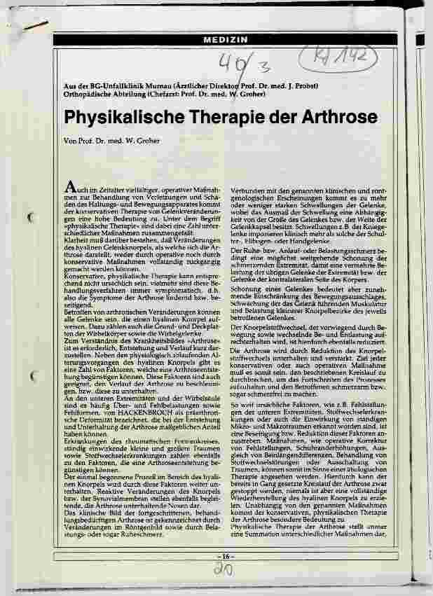 Vorschauseite 1: Physikalische Therapie der Arthrose