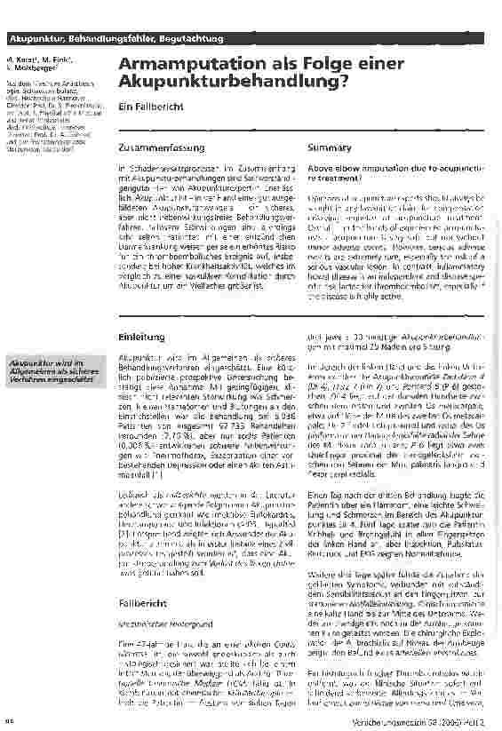 Vorschauseite 1: Armamputation als Folge einer Akupunkturbehandlung?