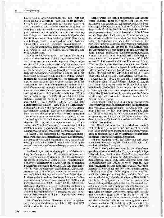 Vorschauseite 3: Abbau einer Ministerialzulage; betriebliche Übung im öffentlichen Dienst