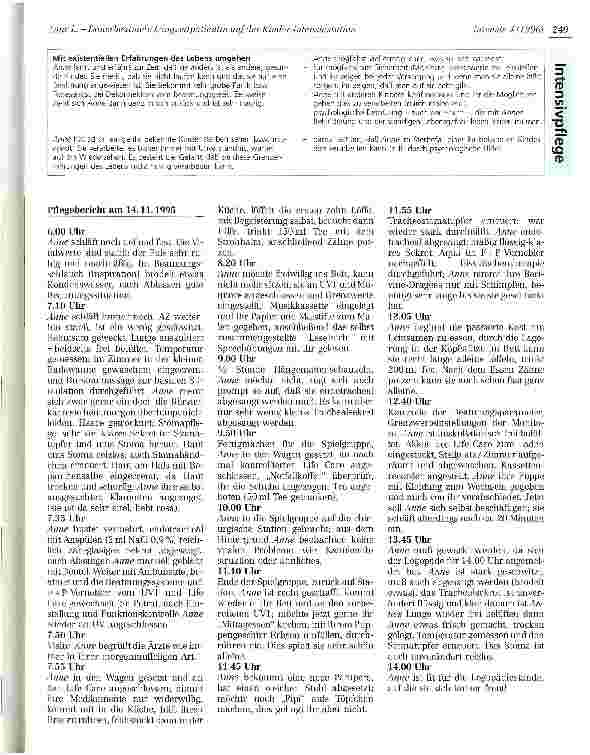 Vorschauseite 6: Anne L. - Dauerbatmete Langzeitpatientin auf der Kinderintensivstation Informationssammlung, Pflegepplanung, Pflegebericht