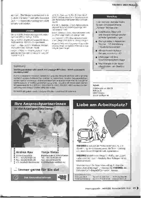 Vorschauseite 6: Logopädische Diagnostik bei mehrsprachigen Kindern -Überblick über die Ersetzbarkeit gängiger Testverfahren