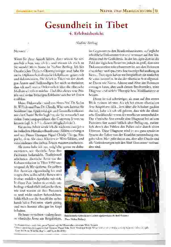Vorschauseite 1: Gesundheit in Tibet 4. Erlebnisbericht