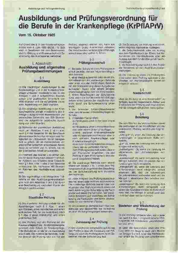 Vorschauseite 1: Ausbildungsund Prüfungsverordnung für die Berufe in der Krankenpflege (KrPflAPrV)