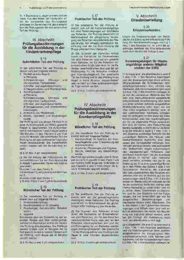 Vorschauseite 3: Ausbildungsund Prüfungsverordnung für die Berufe in der Krankenpflege (KrPflAPrV)