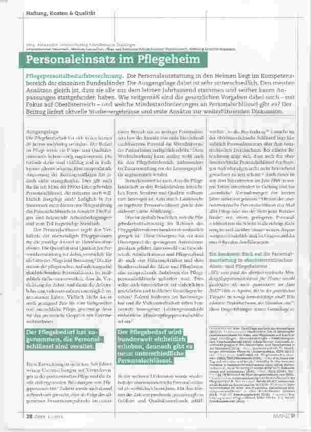 Vorschauseite 1: Personaleinsatz im Pflegeheim
