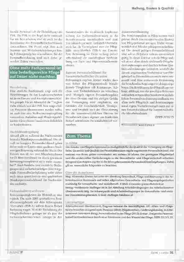 Vorschauseite 4: Personaleinsatz im Pflegeheim