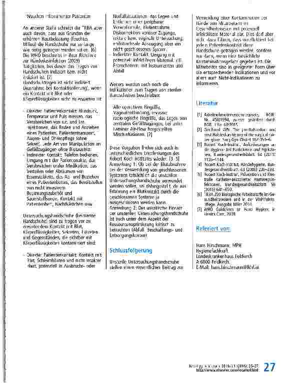 Vorschauseite 2: Wann sollen unsterileUntersuchungshandschuhe im medizinischen Bereich verwendet werden?