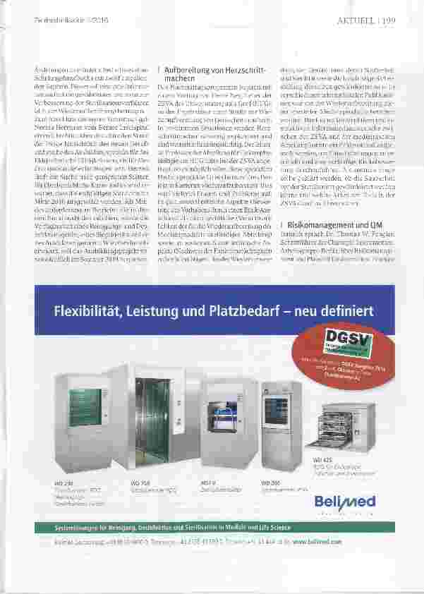 Vorschauseite 2: Bericht von der 12. Schweizerischen Fachtagung über die Sterilisation Biel, 1.-2. Juni 2016