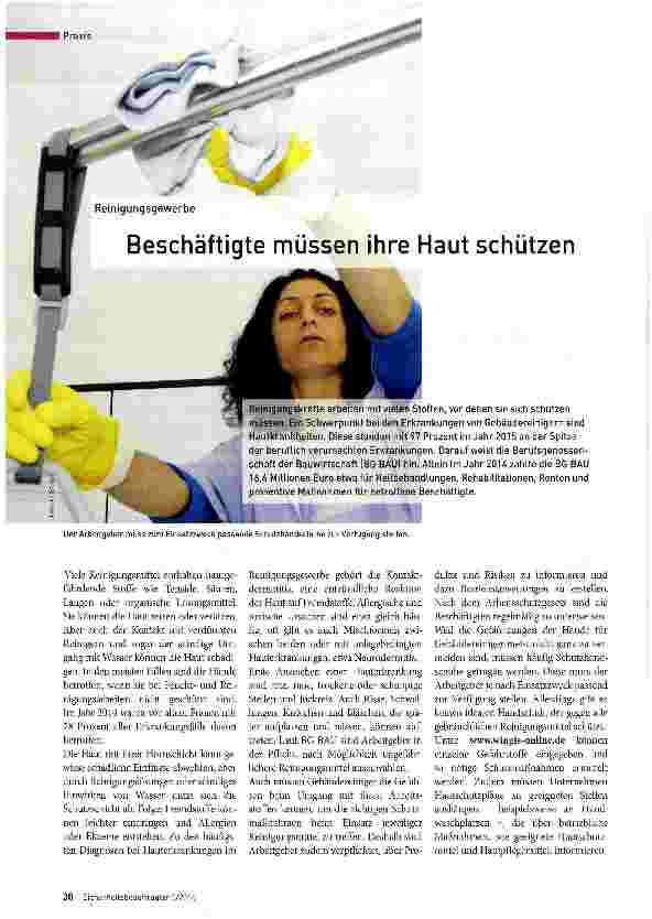 Vorschauseite 1: Beschäftigte müssen ihre Haut schützen