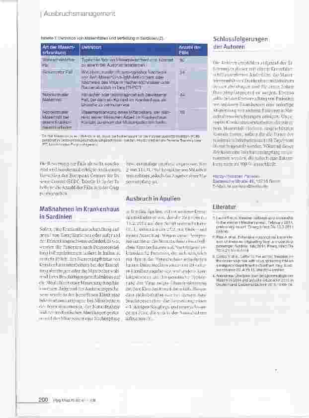 Vorschauseite 2: Masernausbruch auf einem Kreuzfahrtschiff: Hygienemanagement an Land und auf See