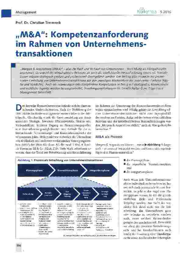 Vorschauseite 1: „M&A: Kompetenzanforderung im Rahmen von Unternehmens-transaktionen