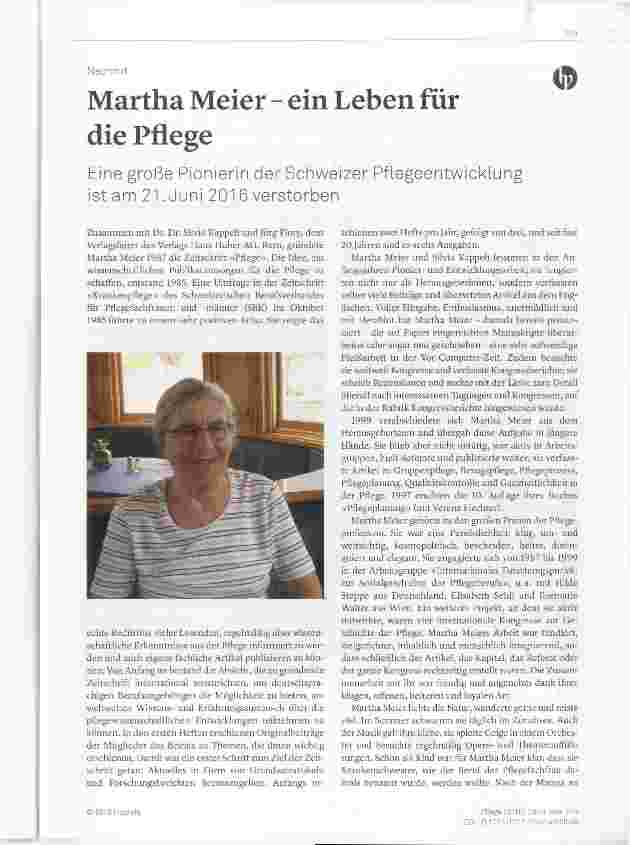 Vorschauseite 1: Martha Meier - ein Leben für die Pflege