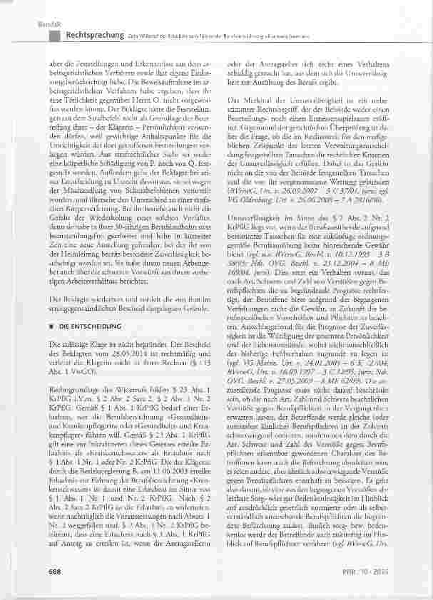 Vorschauseite 3: Zum Widerruf der Erlaubnis zum Führen der Berufsbezeichnung »Krankenschwester«