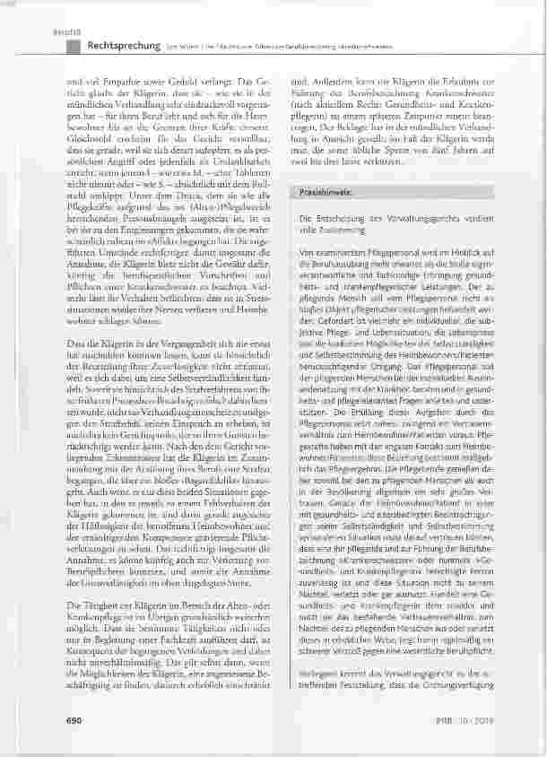 Vorschauseite 5: Zum Widerruf der Erlaubnis zum Führen der Berufsbezeichnung »Krankenschwester«
