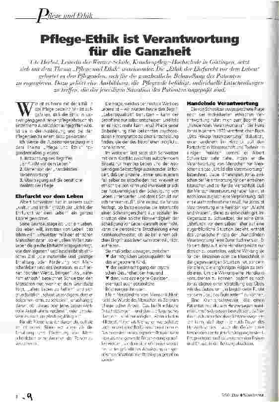 Vorschauseite 1: Pflege-Ethik ist Verantwortung für die Ganzheit