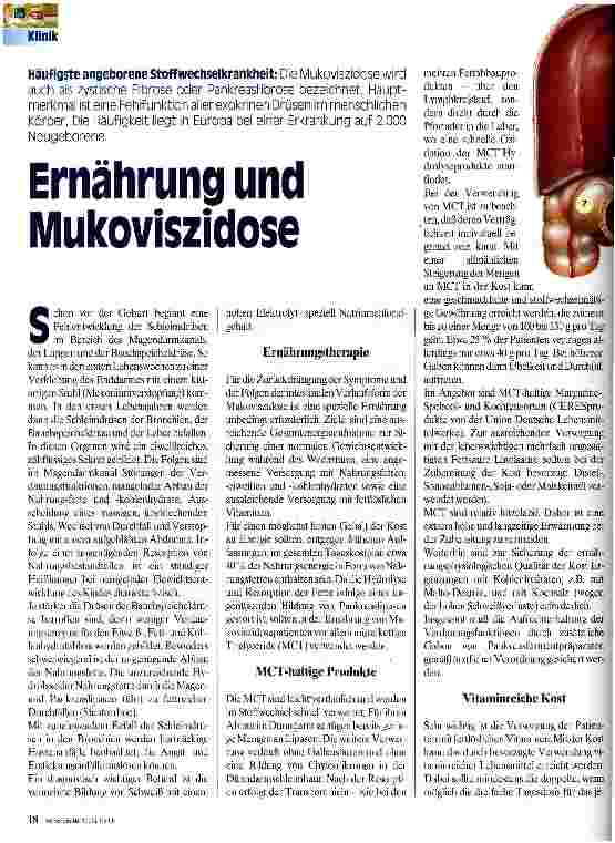 Vorschauseite 1: Ernährung und Mucoviszidose