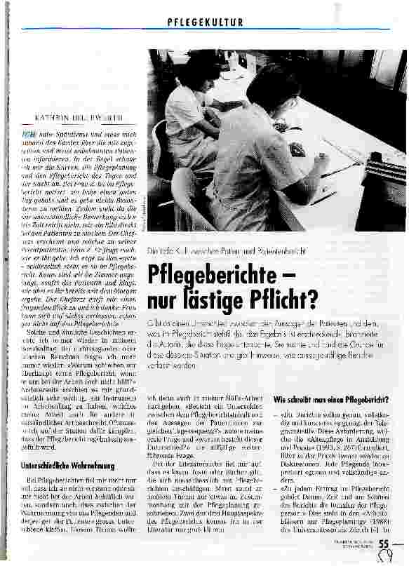 Vorschauseite 1: Pflegeberichte - nur lästige Pflicht? Die tiefe Kluft zwischen Patient und Patientenbericht