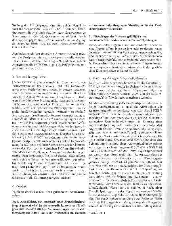Vorschauseite 6: Erstattungsfähigkeit von Studienmedikation nach der 14. AMG-Novelle