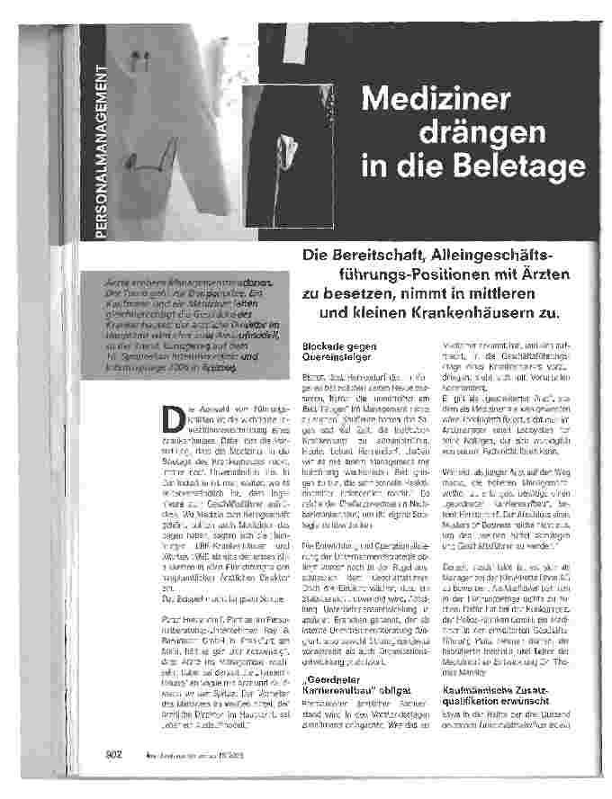 Vorschauseite 1: Mediziner drängen in die Beletage