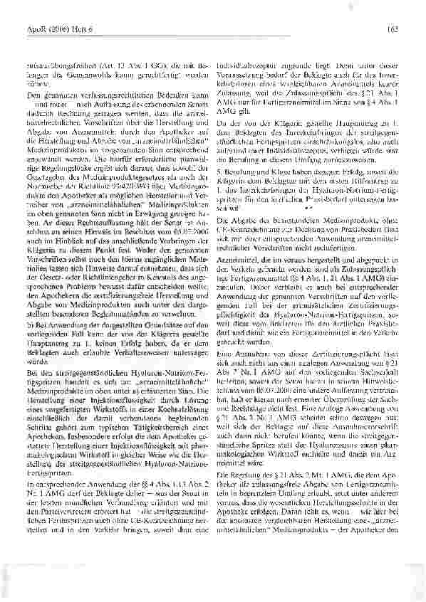 Vorschauseite 5: Abgabe von Hyaluronspritzen durch Apotheker in welchen Fällen erlaubt?