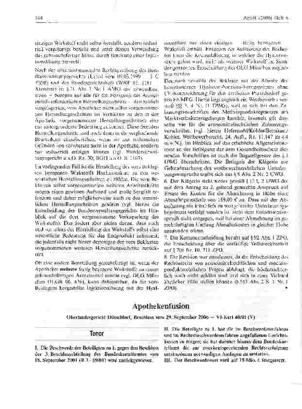 Vorschauseite 6: Abgabe von Hyaluronspritzen durch Apotheker in welchen Fällen erlaubt?