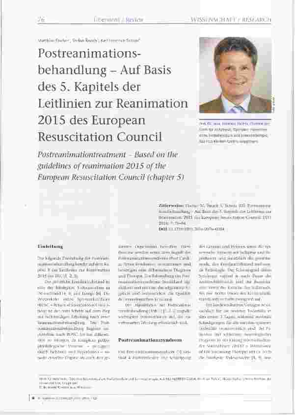 Vorschauseite 1: Postreanimationsbehandlung - Auf Basis des 5. Kapitels der Leitlinien zur Reanimation 2015 des European Resuscitation Council