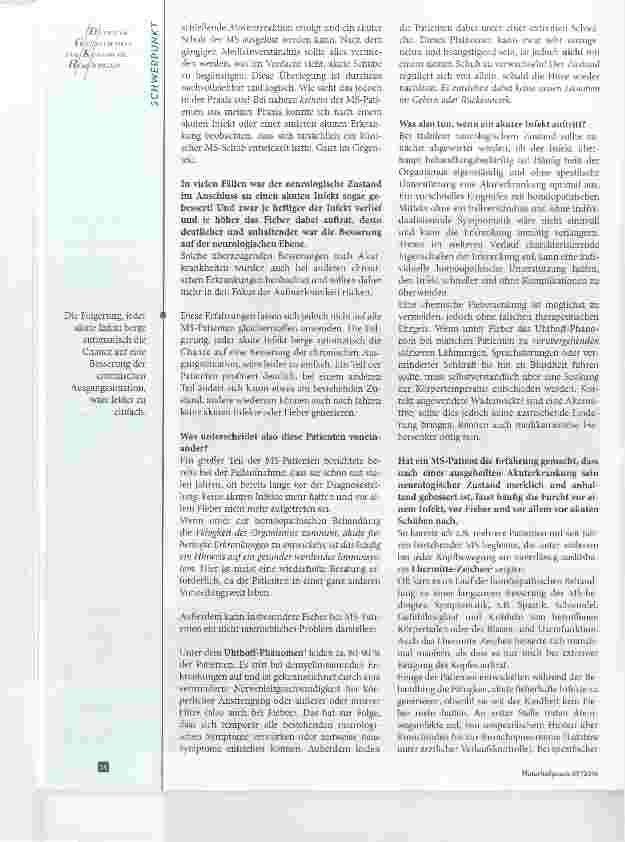 Vorschauseite 2: Multiple Sklerose und akute Infekte Erfahrungen aus der homöopathischen Praxis