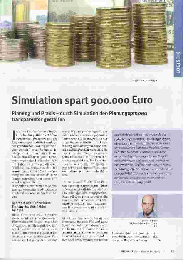 Vorschauseite 1: Simulation spart 900.000 Euro