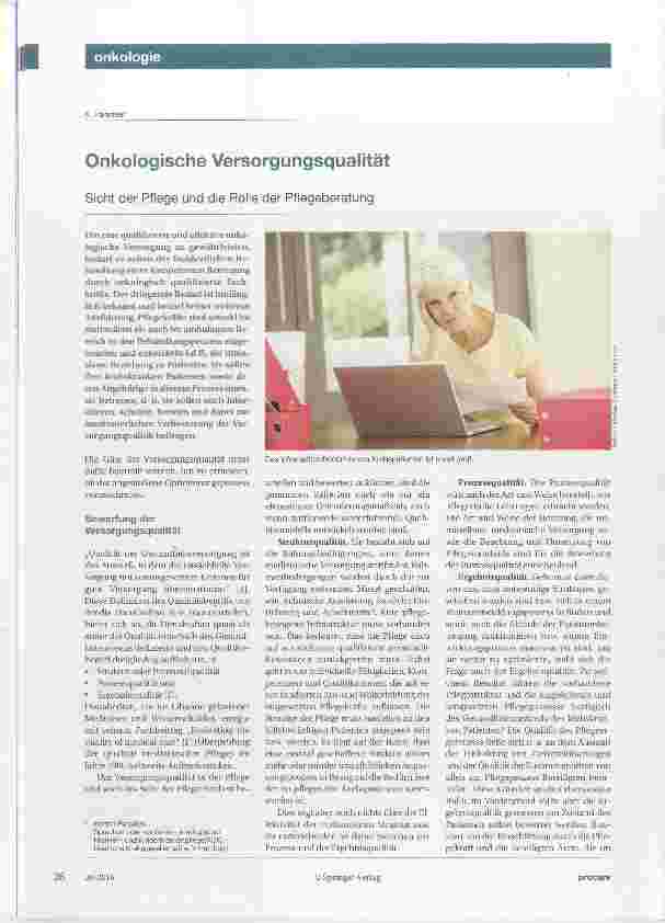 Vorschauseite 1: Onkologische Versorgungsqualität