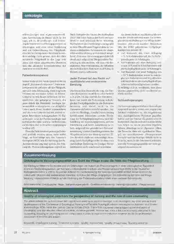 Vorschauseite 3: Onkologische Versorgungsqualität