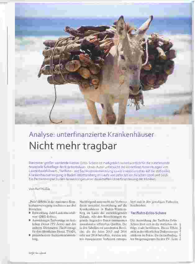 Vorschauseite 1: Analyse: unterfinanzierte Krankenhäuser Nicht mehr tragbar