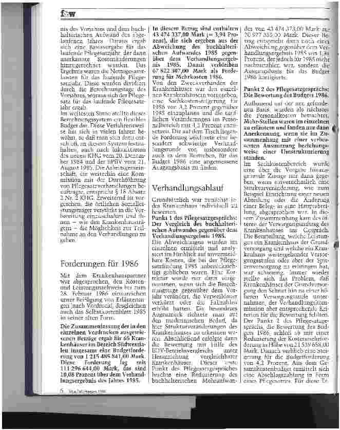 Vorschauseite 2: Pflegesatzrunde 86: Aus der Sicht der Kassen Erste Bewährungsprobe für das neue Krankenhausrecht