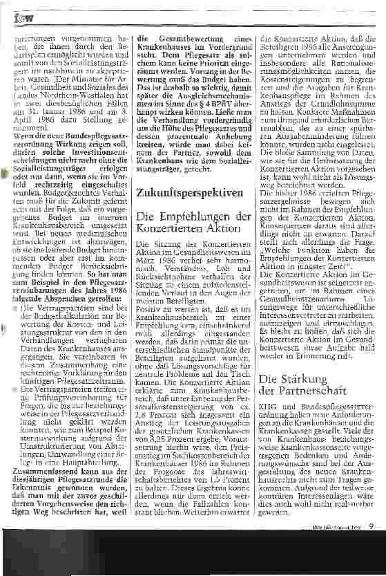 Vorschauseite 4: Pflegesatzrunde 86: Aus der Sicht der Kassen Erste Bewährungsprobe für das neue Krankenhausrecht