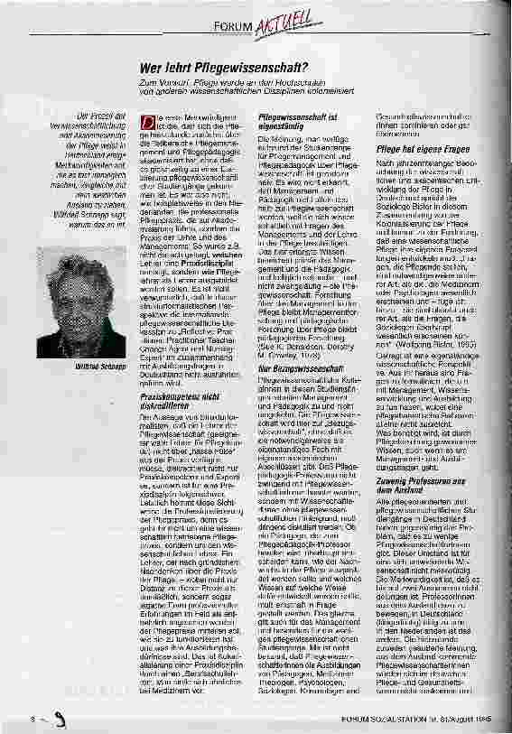 Vorschauseite 1: Wer lehrt Pflegewissenschaft? Zum Vorwurf, Pflege werde an den Hochschulen von anderen wissenschaftlichen Disziplinen kolonialisiert